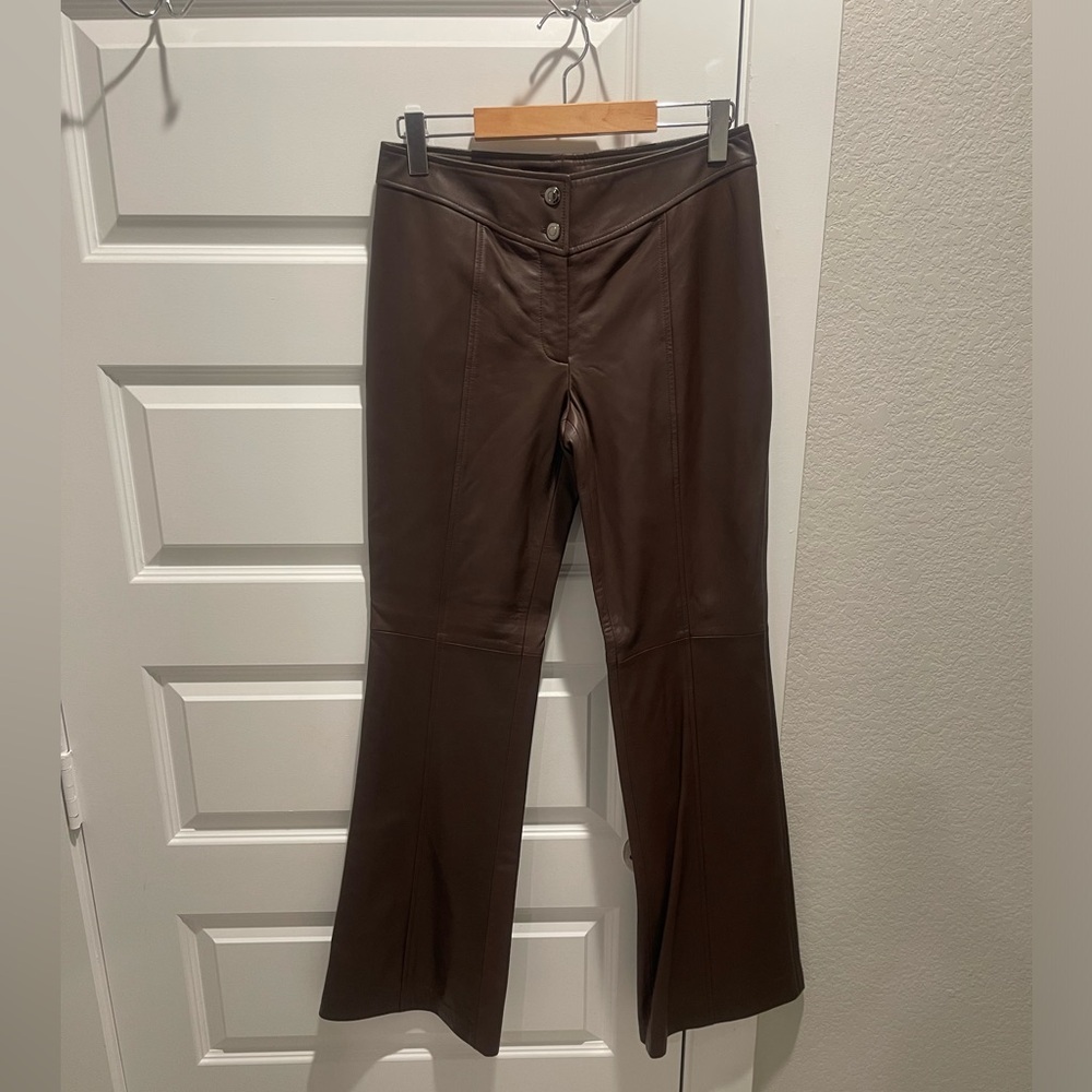 Vintage Y2K Eccoci genuine soft lamb leather flare lined pant Sz 6